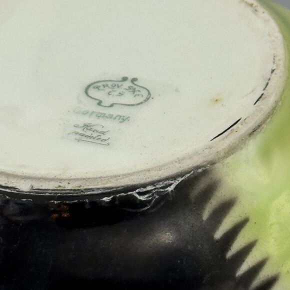 Prov SXE Germany Rd Porcelain Trinket Vanity Dish Handpainted Oriole Bird READ - Picture 7 of 13